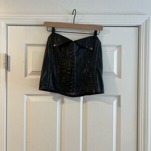 Amazon Black Faux Leather Strapless Corset Crop Top